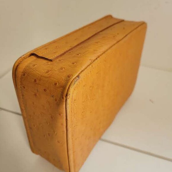 Vintage 1950's Ostrich Skin Toiletry Bag Carry Case or Men's Wash Bag - Picture 5 of 5